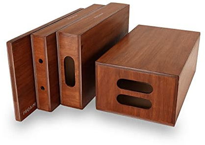PROAIM Juego de 4 cajas APPL marrones para estudio, set de rodaje y fotografía. Cajas de madera de tamaño completo, medio, cuarto y plano para apuntalar, nivelar y colocar (AB-SET4-BR)