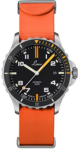 Laco Scorpion Sports Watch, Automatic Watch, Stainless Steel Case, Sapphire Glass, Waterproof, Made in Germany, Mojave 39 Rb, Strap.