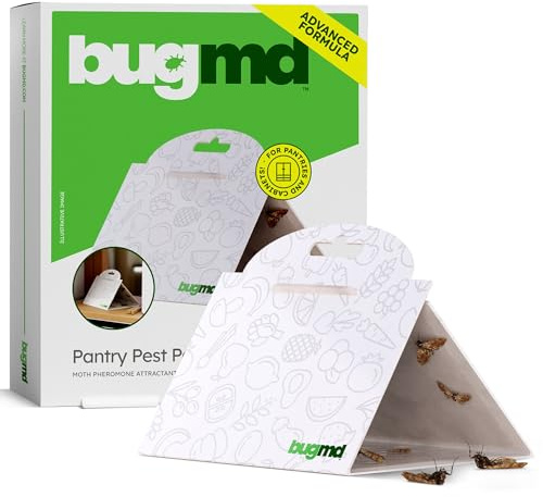 BugMD Pantry Moth Traps (6-Pack) – Pheromone-Based Sticky Glue Traps, Non-Toxic, Kills Indian Meal Moths – Kitchen & Food-Storage Safe - White