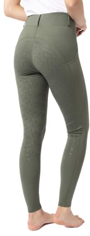HORZE Dea Legging d'équitation Femme, Pantalon d'équitation avec Poche pour téléphone Portable, Passants de Ceinture, Fond intégral, Noir, 36