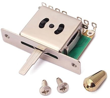 HEMOTON Selector de Pastillas y Tornillos con Aleación de Aluminio de 5 Vías Punta de Plástico Mejora Función y Minimiza Daños por Flexión para Guitarra Eléctrica
