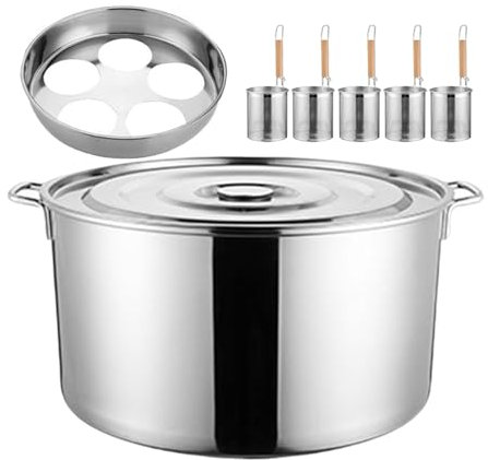 forplubossmmp Juego De Olla para Pasta Comercial con Olla De 45Cm Y 5 Coladores, Olla para Espaguetis con 5 Orificios, Utensilios para Pasta, Olla para Cocinar Platos Picantes, Huevos Duros Fideos
