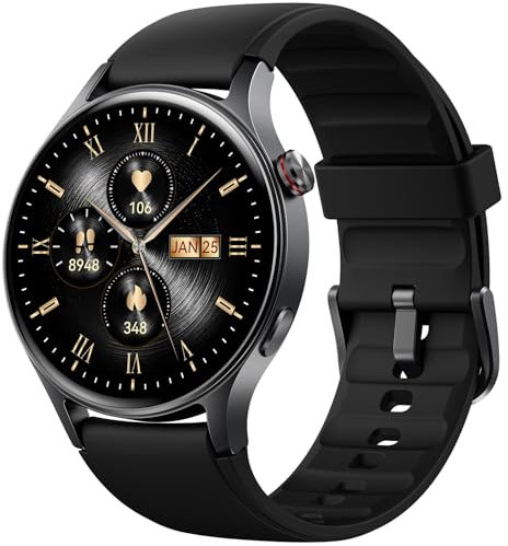 Smartwatch Damen Herren Rund mit Telefonfunktion, AMOLED Ultra-Clear Screen Uhren (Durchmesser 43mm),110+ Sportmodi Watch mit SpO2 Pulsuhr Schlafmonitor,3ATM Wasserdicht Fitnessuhr für iOS Android