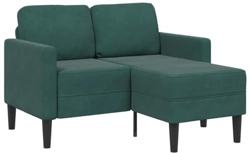 vidaXL 2-Sitzer-Sofa mit Chaiselongue L-Form Dunkelgrün 125 cm Samt, 2-Sitzer-Sofa für Schlafzimmer, Zweisitzer-Couch, 2-Sitzer-Sofa L-Form