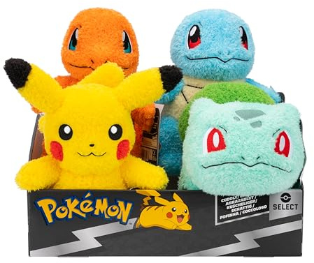 Pokémon 20 cm Plush PKW4413-12 Select Cuddly - Squirtle, Pikachu, Charmander, Bulbasaur - Official Pokemon Plush figures for kids 2+