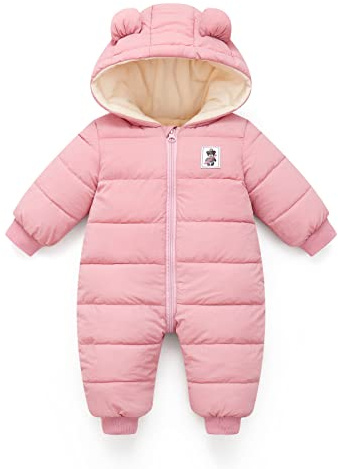 JiAmy Baby Winter Snowsuit,Girls and Boys Hooded Warm Romper,Infant Clothes Jumpsuit Newborn baby Winter Outfits for 3-6 Months