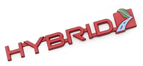 1 emblema híbrido de metal para puerta lateral de cajuela trasera de coche, apto para camión, SUV, 4WD (rojo)