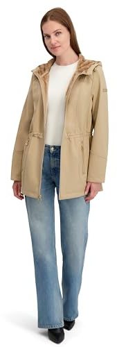 Laundry by Shelli Segal Women's Lightweight Softshell Jacket–Transitional Coat Wind & Water-Resistant, Desert, Medium