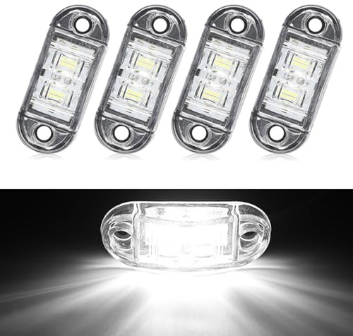 4 luci di posizione a LED, 12/24 V, luce laterale, luce bianca, luci di posizione universali per camion, rimorchi, furgoni, barche, auto, luci anteriori e posteriori
