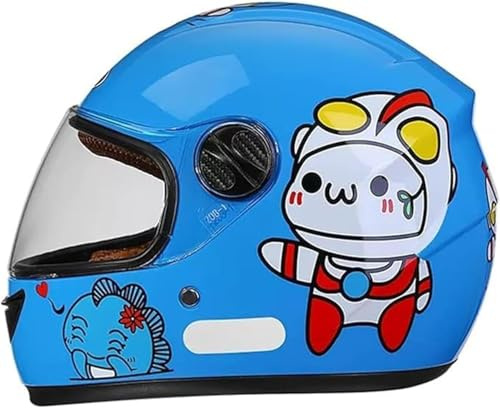 Caimcie Casco Integral de Motocicleta para niños, homologado por ECE/Dot, con Visera y Bufanda extraíble, para niños y niñas de 3 a 12 años. A,48-54cm