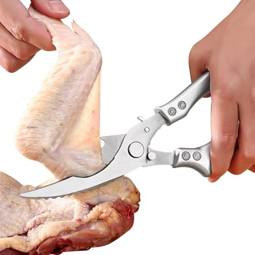 Forbici da cucina professionali - Forbici versatili in acciaio inox per tagliare ossa di pollo | Forbici da cucina con apribottiglie e scaletta per pesce | Manici antiscivolo e lavabili in