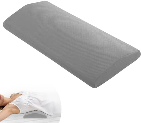 Quirlig Cuscino Lombare Letto Ergonomico in Memory Foam, Supporto Lombare per Sollievo nella Schiena Bassa, Migliorare la Postura durante il Sonno, Fodera Rimovibile e Lavabile, Grigio