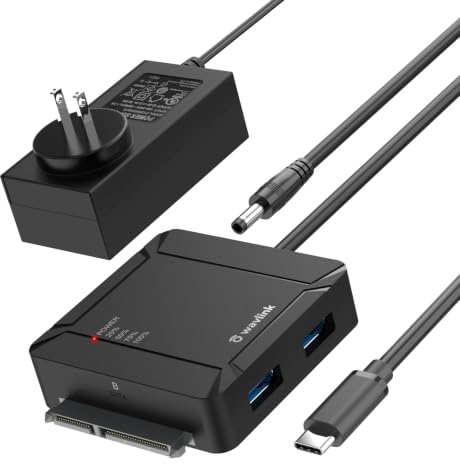 WAVLINK USB-C HDD Docking Station, Dual-Bay 2 USB 3.0 Ports & 12V/3A, 5Gbps