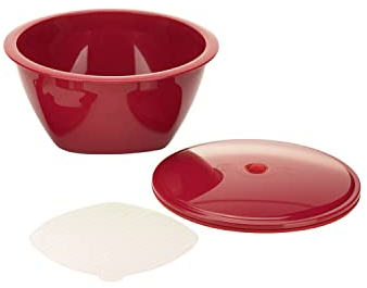 Börner Multimaker Salatschüssel mit Deckel (Rot) • Schüssel inkl. Deckel & Sieb • Mikrowellentauglich & gefriergeeignet • Salat-Schüssel Set • Frischhalte Schüssel mit Deckel