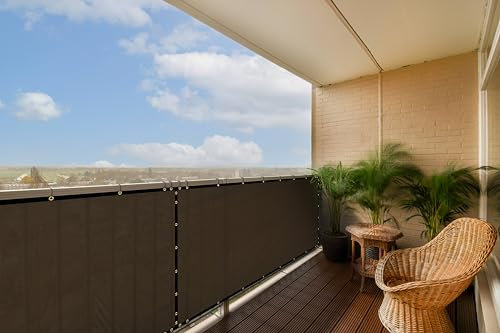 ColourTree 3' x 10' Brown Balcony Railing Shade Fabric Deck Fence Privacy Screen Tarp Plant Greenhouse Netting Mesh Cloth - Commercial Grade 170 GSM