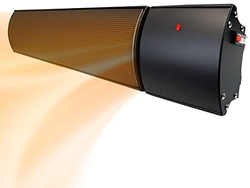 Surya Infrared Heating Mirrorstone Noir 1800 W Helios Infrarouge Barre de Chauffage pour intérieur ou extérieur Bureau entrepôt pour véranda ou terrasse