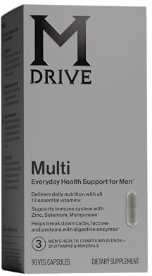 Mdrive Multivitamin for Men, Daily Multivitamin - Immune Health Support from Zinc, Selenium, Manganese & Vitamin D, Enzymes for Digestive Support, CoQ10 for Energy and Vitamin K2, 90 Capsules