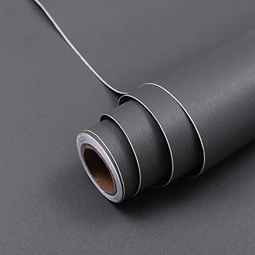 Hode Dark Grey Vinyl Wrap Matt 60X300cm, Dark Grey Sticky Back Plastic Roll, Self Adhesive Wallpaper for Furniture Kitchen Cupboard Covering Contact Paper Waterproof