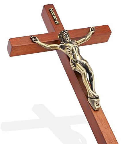DCCXN Crucifix Wall Cross, Wooden Catholic Hanging Jesus Christ Cross for Wall Decor - 10 Inch