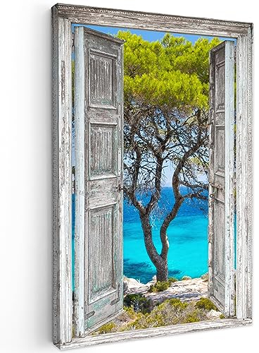 MuchoWow© Impression sur Toile Decoration Murale Peinture 80x120 cm Tableaux Decoratifs Muraux Décoration Chambre Arbre - Tropical - Mer - Vue - Plage