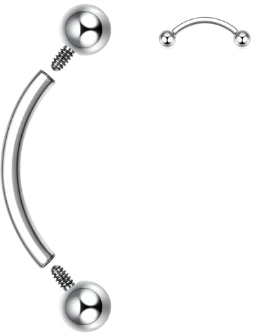 hengkaixuan G23 Titan ögonbryn piercing smycken ögonbryn ringar böjd skivstång 16 g ögonbryn navelring navelringar Rook Daith örhängen läppring ögonbrynssmycken 6 mm – 12 mm, 16G-12mm, Titan, Ingen