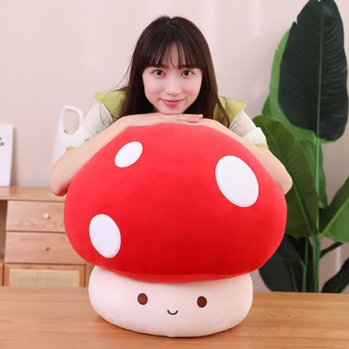 SNOWOLF 60 cm en peluche champignon 3D doux Coussin Kawaii Squishy Poupée rembourrée Cadeau Noël Saint-Valentin fête (rouge)