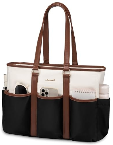 LOVEVOOK Teacher Tote Bag for Women Work, Nurse Laptop Bag for Women, Utility Everything Tote For Work/Travel/College/Daily, Professional Computer Purse Large Handbag With Multi Pockets