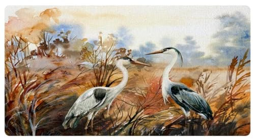 VAPOKF Heron Birds in Reed Autumn Landscape Kitchen Mat, Non Slip Washable Floor Rug, Absorbent Kitchen Mats Runner Rugs for Kitchen, Hallway, Laundry Room