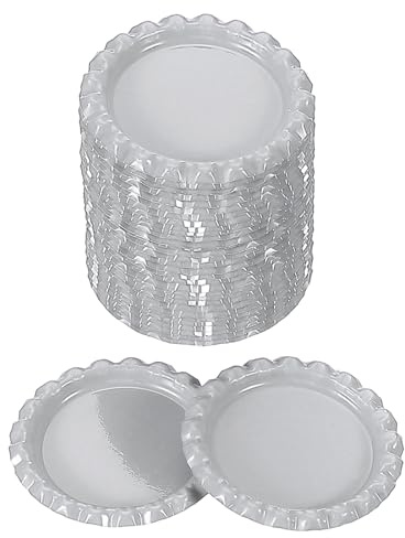 PATIKIL 100 stycken flasklock för hantverk, 2,5 cm dekorativa dubbelsidiga tryckta platta flasklock bulk för gör-det-själv-hängen klippböcker emblem, vit