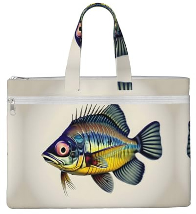 SDEGTHO Fly Yellow Fish Zippered Document Bag With Handle For Carrying Paper Files Books Filing Folder