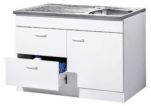 Held Möbel 968.8001 Spülenschrank 1 türig / 2 Auszüge / Spülbecken / 100 x 85 x 50 cm