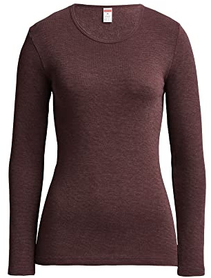 Conta Thermo Langarm Shirt, Longshirt mit natürlicher Baumwolle, wärmende Unterwäsche für Damen, Rundhalsausschnitt, Damenbekleidung, in Farbe Burgund Melange, Größen: 36/XS - 50/4XL