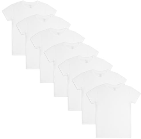 Fruit Of The Loom Boys Eversoft Cotton Undershirts, T Shirts & Tank Tops Underwear, T Shirt - Boys - 7 Pack - White, X-Large US