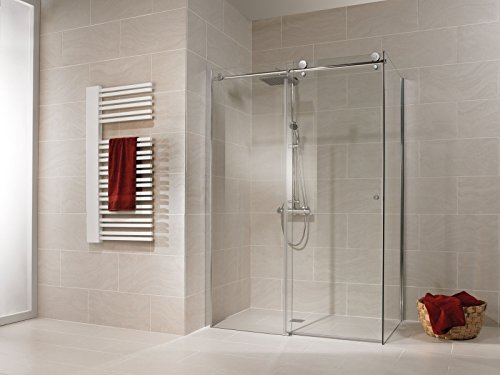 Schiebetür Duschtür Schiebetür mit festem Schulte, Antikalkglas, profiliertes Chrom-Finish verschiedene Modelle, 4060991038471