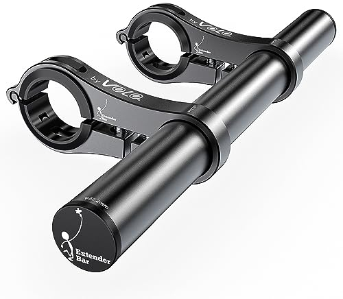 Volo Bicicletta Extender Bar Estensore in alluminio per manubrio della bicicletta, multifunzione doppio prolunga manubrio bici prolunga staffa supporto per biciclette, GPS, fari ecc (Nero,223)
