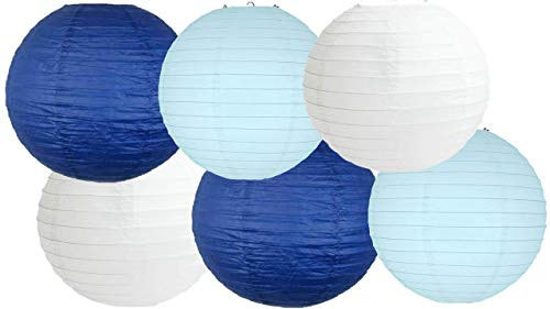 Paper Lanterns Mix Color Packs of 6 Round Paper Lanterns Lampshade Party Decorations (Royal Blue Shade, 12 (30 Cm))
