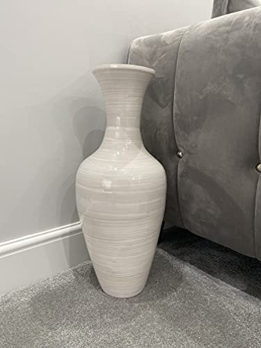 White bamboo vase 60cm tall floor vase