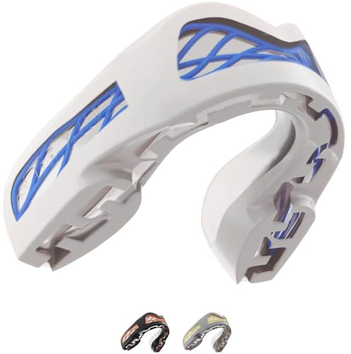 SafeJawz Nitro Erwachsene und Junior Mundschutz mit Etui für Boxen, Basketball, Lacrosse, Fußball, MMA, Kampfsport, Hockey und alle Kontaktsportarten (Weiß)