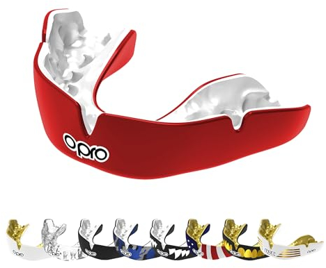 OPRO Instant Custom-Fit Mundschutz, vom Zahnarzt angefertigter Mundschutz, für ultimativen Komfort, Schutz, und Passform. Zahnschutz für Rugby, Boxen, Hockey, MMA (Rot, Erwachsene)