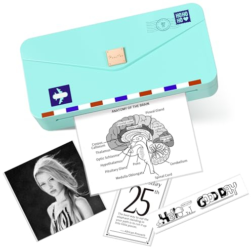 Phomemo Mini Drucker M04AS 4 Mini Thermodrucker Handy Bluetooth 15/53/80/110mm Druckbreite, 300DPI, Kompatibel mit iOS&Android, für Dokumente, Bilder, Notizen, Etiketten, Aufkleber (Grün)