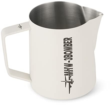 MHW-3BOMBER Brocca per latte da 500 ml, in acciaio inox, per macchina da caffè, accessori per caffè da barista, cappuccino, tazza per latte, brocca per schiumare il latte, bianca, modello: P5020W-OS