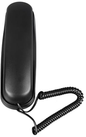 Corded Wall Mountable Telephone, Clear Sound, Multifunctional, Easy to Use, Space Saving (Black)