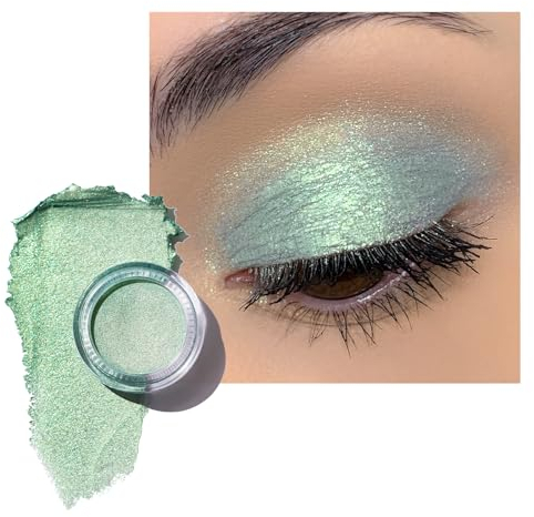 Oulac Sombras de Ojos Verde Menta | Altamente Pigmentada | Resistente al Agua y de Larga Duración | Maquillaje de Ojos con Brillo Metálico | Vegano y Libre de Crueldad | 06g (16) Cyber Mint