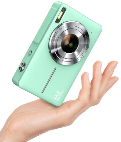 Digitalkamera 1080P FHD Fotokamera 44MP Fotoapparat Digital Kompaktkamera 16X Digitalzoom Einfache Vlogging Kamera Tragbare Kompakt Digitalkamera für Kinder Teenager Senioren Anfänger(Grün)