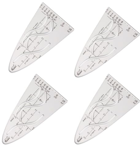 Reccisokz 4 Stück Parabel Zeichenschablone,Parabel lineal,Parabelschablone Mathe,Einheitsparabel Parabelschablone,kurvenschablone,Sinus Kosinus Tangens