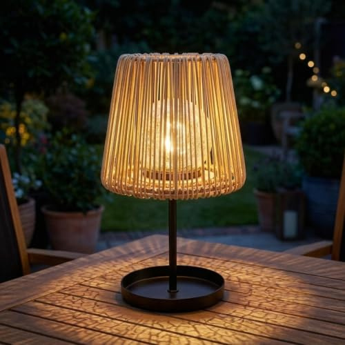 Auraglow Solcell Bordslampa Rotting med Krackelerat Glas, 1-pack