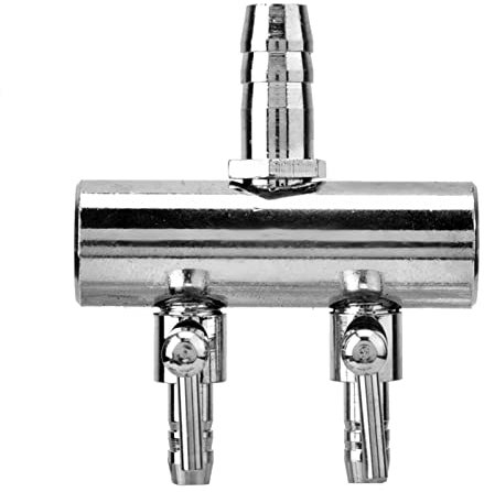 Aquarium Check Valve, with Control Valve, Stainless Steel Air Valve, for Aquarium Bypass Gas (8 to 4mm Two-Hole Splitter Head)