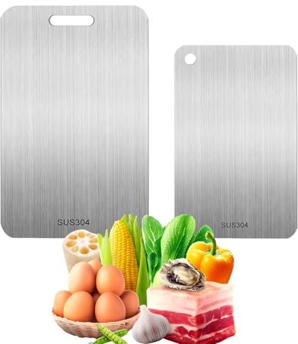 Ortviai Lot de 2 planches à découper en titane 2025 - Multifonction - Double face - Qualité alimentaire - Pour vous assurer du goût original des ingrédients