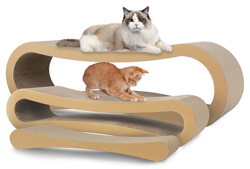 Kratzpappe Kratzbretter Katze für Katzen Katzenkratzbretter Katzenkratzer Karton Lounge Bett (Braun, 3-in-1, 218 * 67cm)