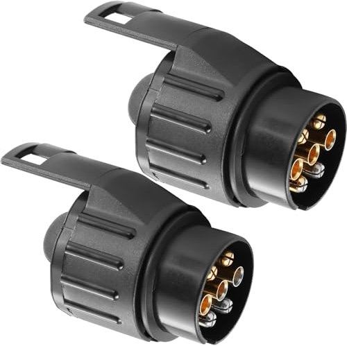 ETUKER 2pieces 7 pin to 13 pin Trailer Adaptor, Towing bar Converter 7 to 13 Electric Adapter Plug Socket for Caravan RV Truck